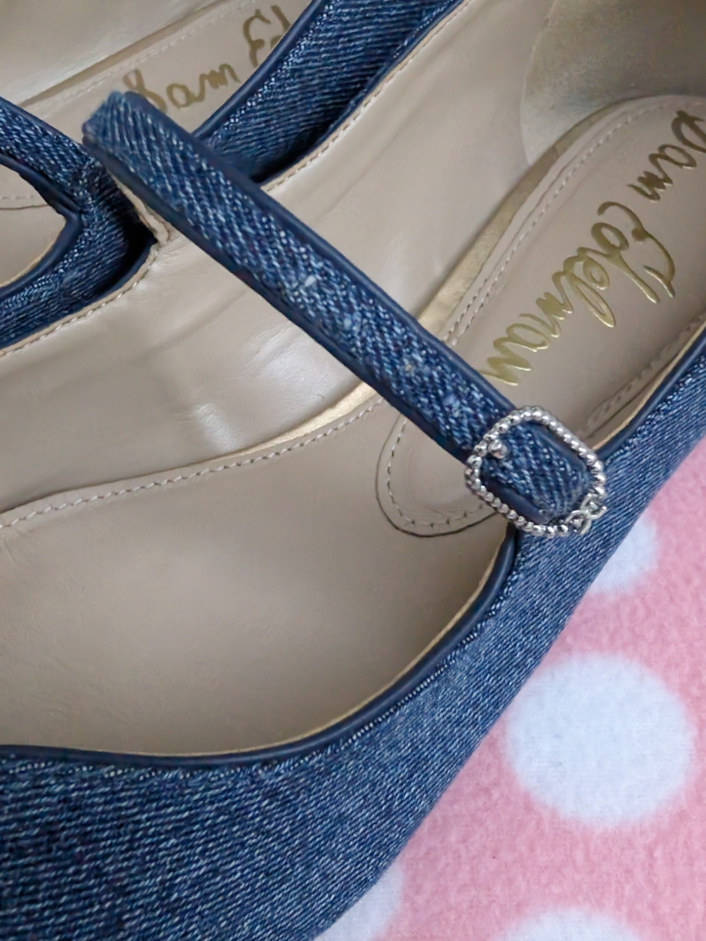 Sam Edelman Denim Blue Pointed Toe SlingPointed Toe Denim Mary Jane Flats - Blue - Picture 3 of 8